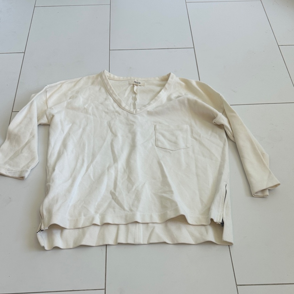 Madewell Off-White V-Neck Top M women’s